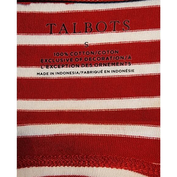 Talbots Womens 3/4 Sleeve Striped Top Christmas Holiday Size S - Picture 4 of 5